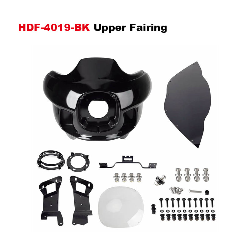 FXRP-Style Motorcycle Upper Fairing Kit and Clubstyle Fiber Glass Lower Fairing for HD Softail Low Rider S/Street Bob/Fat Bob