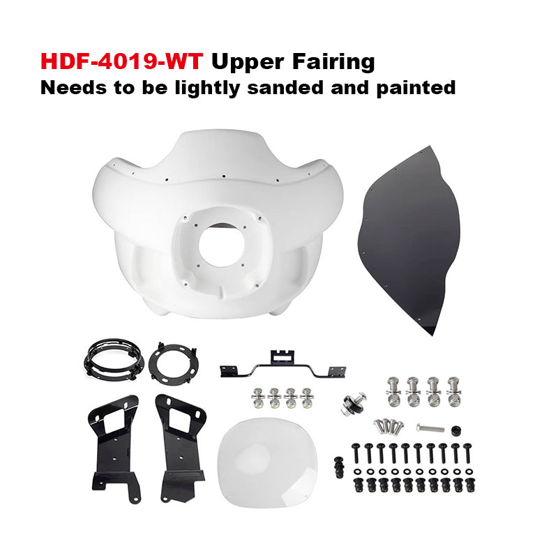 FXRP-Style Motorcycle Upper Fairing Kit and Clubstyle Fiber Glass Lower Fairing for HD Softail Low Rider S/Street Bob/Fat Bob