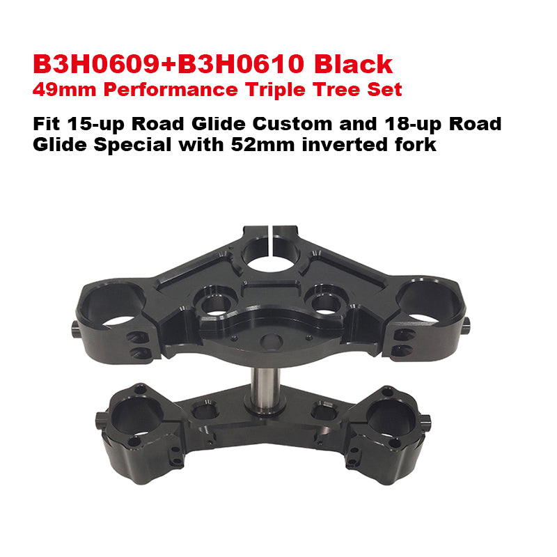 2015-Later HD Road Glide Motorcycle Carbon Fiber Tree Set 49mm Triple Clamp 2018-UP FLTRXS Top Tree Bottom Steel Clamp ODM