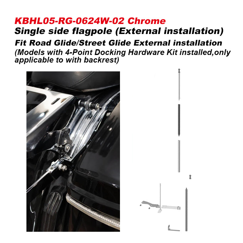 HD Touring Electra Glide Wind-Resistant Flag Mounting New Single Side Flagpole Road Glide Street Glide Motorcycle Accessories