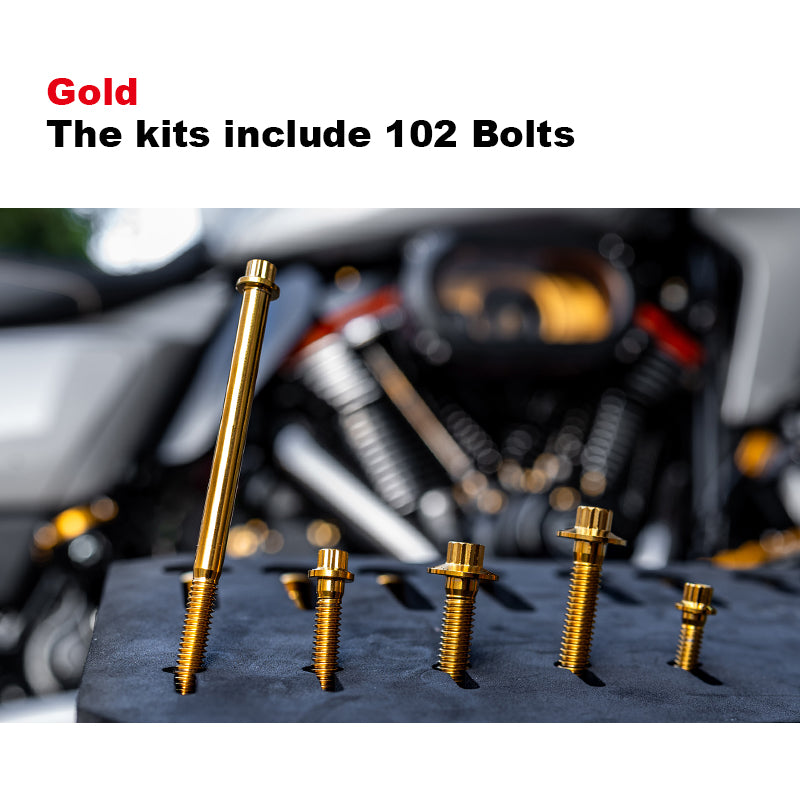 Motorcycle Titanium Alloy 102 Engine Bolts PB Style Screw Set for M8 Touring Softail 121 Road Glide CVO Accessory