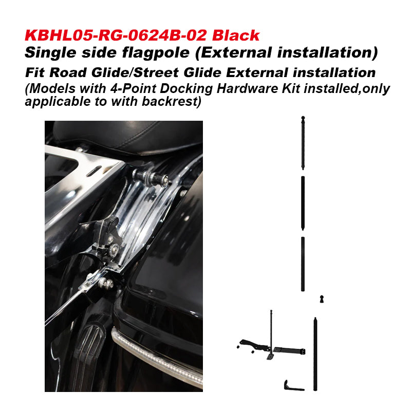 HD Touring Electra Glide Wind-Resistant Flag Mounting New Single Side Flagpole Road Glide Street Glide Motorcycle Accessories