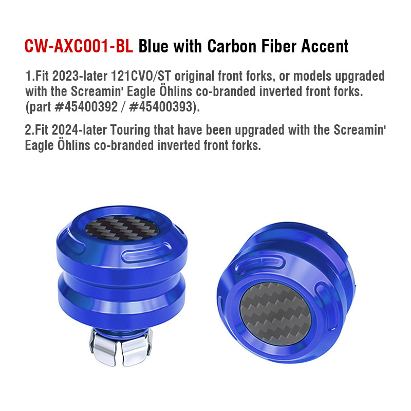 Front Axle Nut Covers with Carbon Fiber Accent for H-D 23.5-later Touring 121CVO/ST Motorcycle Retrofit/upgrade