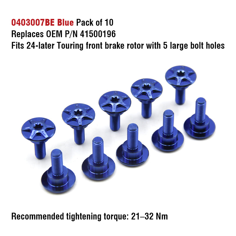 Chiefdom H-D Touring & Softail Front/Rear Brake Rotor Titanium Alloy Bolts