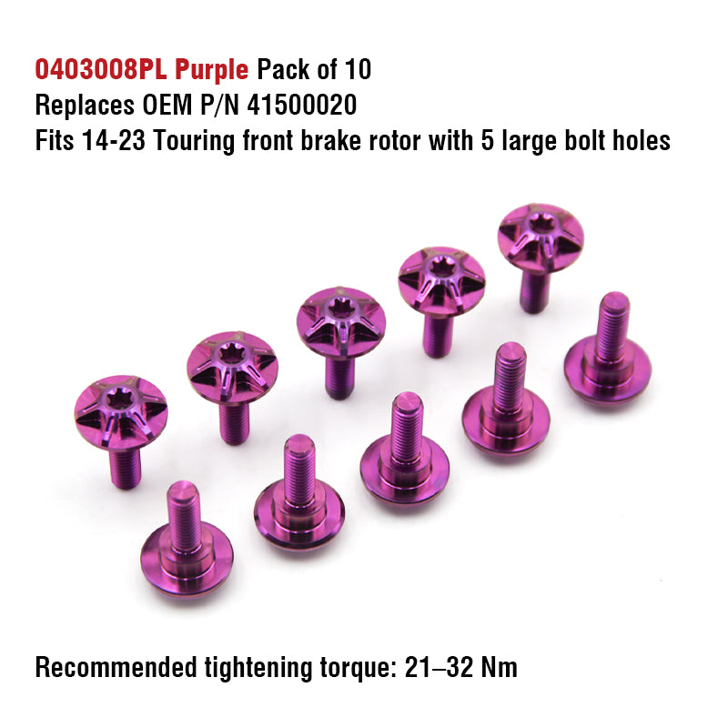 Chiefdom H-D Touring & Softail Front/Rear Brake Rotor Titanium Alloy Bolts