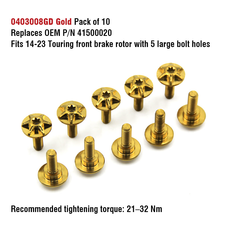 Chiefdom H-D Touring & Softail Front/Rear Brake Rotor Titanium Alloy Bolts