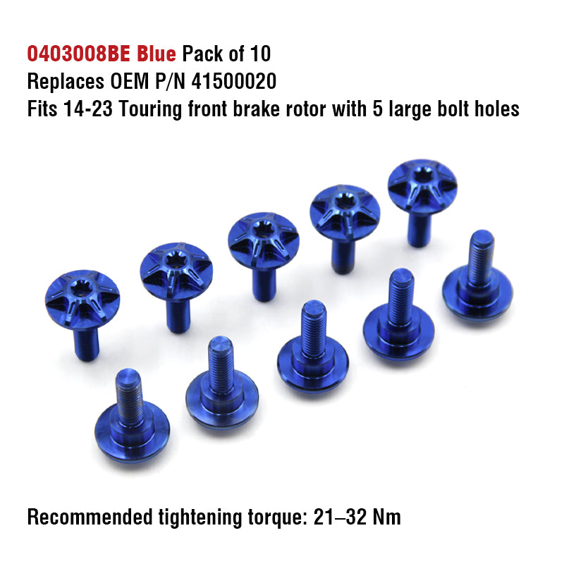 Chiefdom H-D Touring & Softail Front/Rear Brake Rotor Titanium Alloy Bolts