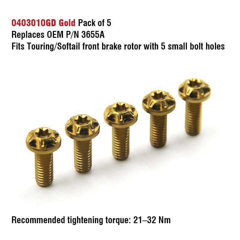 Chiefdom H-D Touring & Softail Front/Rear Brake Rotor Titanium Alloy Bolts