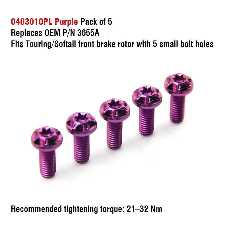 Chiefdom H-D Touring & Softail Front/Rear Brake Rotor Titanium Alloy Bolts
