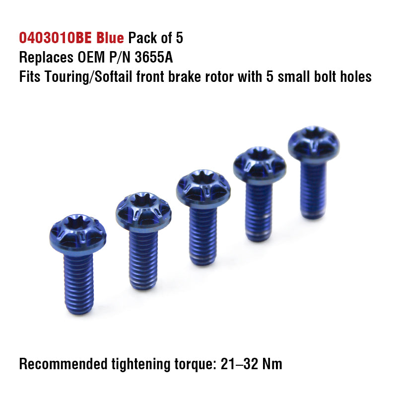 Chiefdom H-D Touring & Softail Front/Rear Brake Rotor Titanium Alloy Bolts