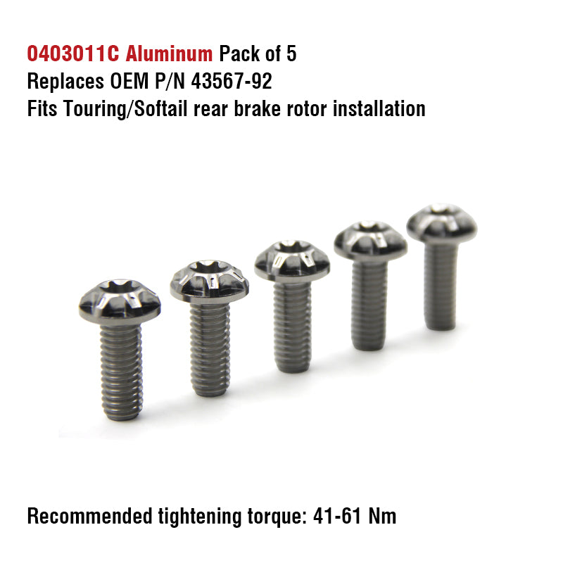 Chiefdom H-D Touring & Softail Front/Rear Brake Rotor Titanium Alloy Bolts