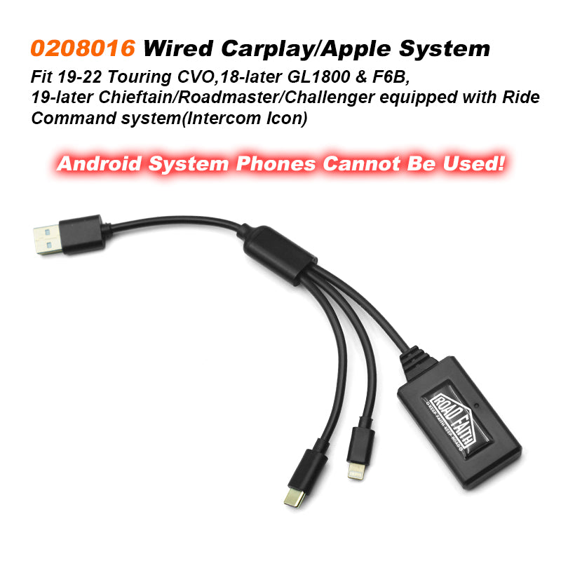 New HD 121 CVO Road/Street Glide Indian Goldwing Motorcycle with Carplay Fit Wireless Connectivity Bike CarPlay AI Box