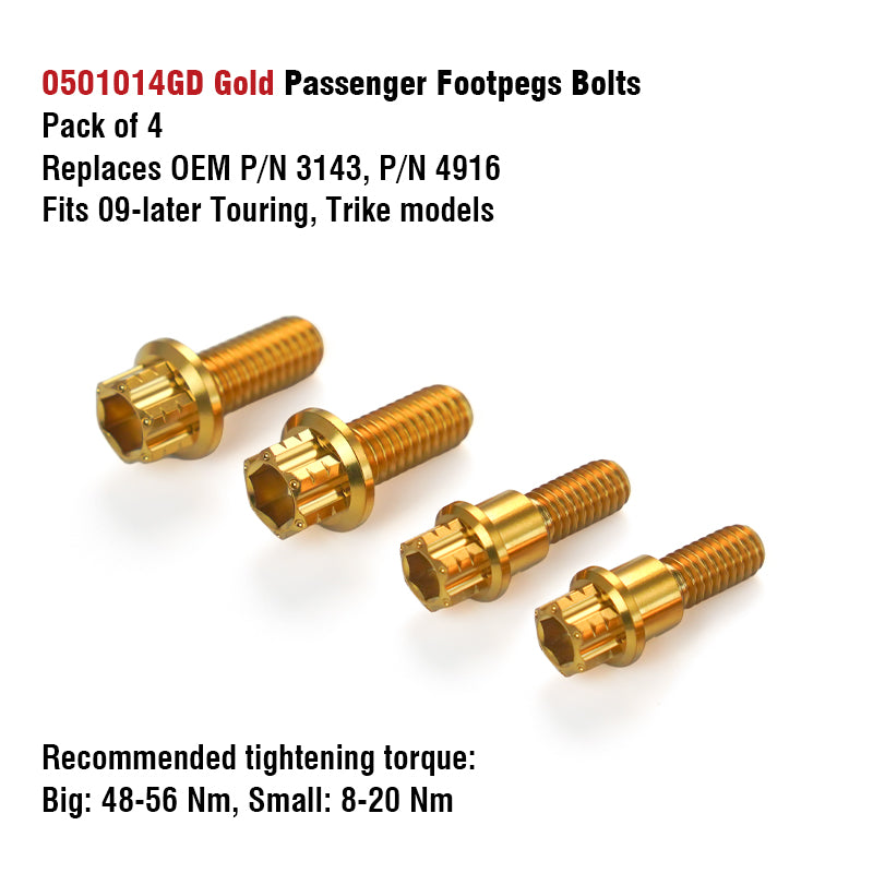 Chiefdom Heel/Toe Shifter and Passenger Foot Pegs Titanium Alloy Bolts for H-D Touring Softail Trike Motorcycle
