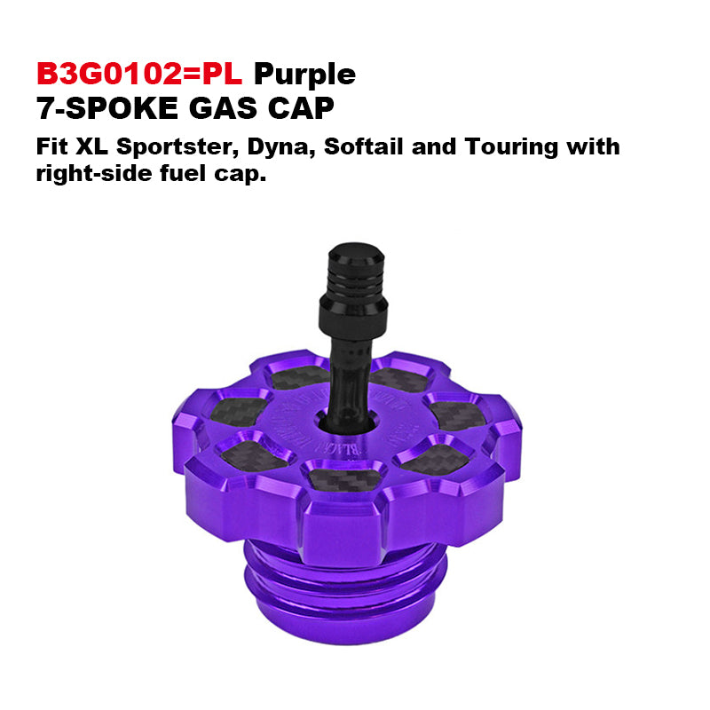 Black3 Aluminum Alloy 7-Spoke Gas Cap CNC Fuel Cap Base for H-D Touring Softail XL Sportster Dyna Motorcycle 121CVOST