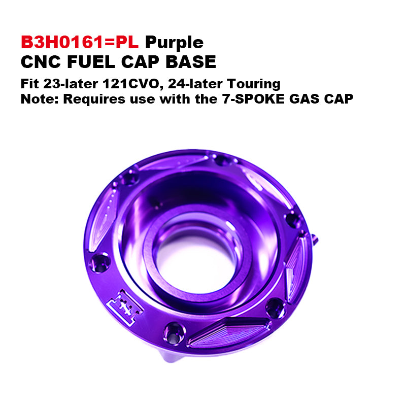 Black3 Aluminum Alloy 7-Spoke Gas Cap CNC Fuel Cap Base for H-D Touring Softail XL Sportster Dyna Motorcycle 121CVOST