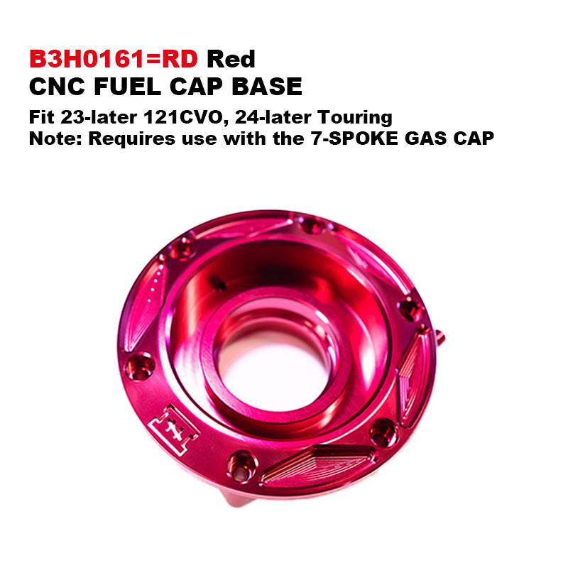 Black3 Aluminum Alloy 7-Spoke Gas Cap CNC Fuel Cap Base for H-D Touring Softail XL Sportster Dyna Motorcycle 121CVOST