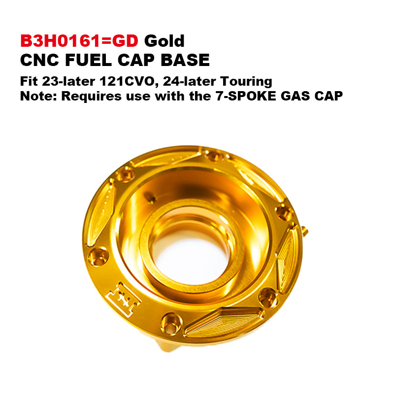 Black3 Aluminum Alloy 7-Spoke Gas Cap CNC Fuel Cap Base for H-D Touring Softail XL Sportster Dyna Motorcycle 121CVOST