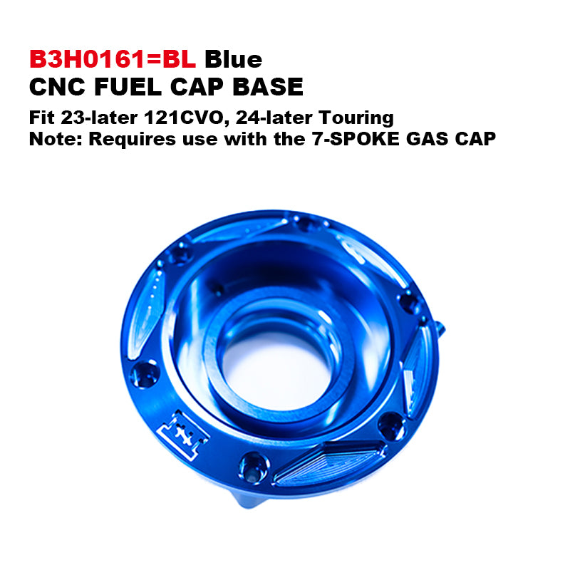 Black3 Aluminum Alloy 7-Spoke Gas Cap CNC Fuel Cap Base for H-D Touring Softail XL Sportster Dyna Motorcycle 121CVOST