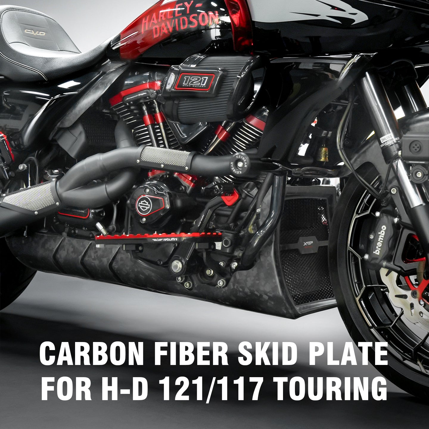 HD 121/117 Touring Motorcycle Carbon Fibre Skid Plate Protective Engine Guard Plate for 24-later Road Glide Body Systems