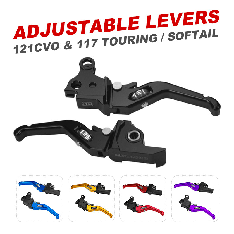 Black3 Adjustable 3-Finger Aluminum Alloy Levers for 121CVO 117 Touring and Softail Motorcycle Colors Accessories