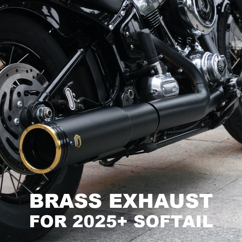 Chiefdom Brass Exhaust for 2025-later Sostail Motorcycle Low Rider S/ST Street Bob Heritage Classic Black Slip-On Mufflers