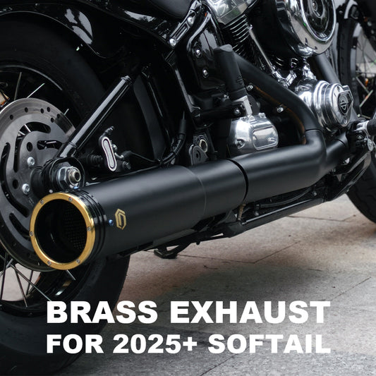 Chiefdom Brass Exhaust for 2025-later Sostail Motorcycle Low Rider S/ST Street Bob Heritage Classic Black Slip-On Mufflers