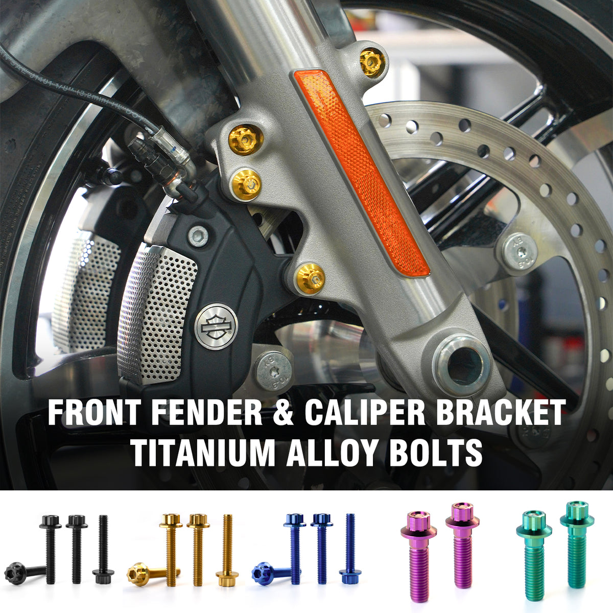 BRAKE CALIPER BRACKET AND FRONT FENDER TITANIUM ALLOY BOLTS