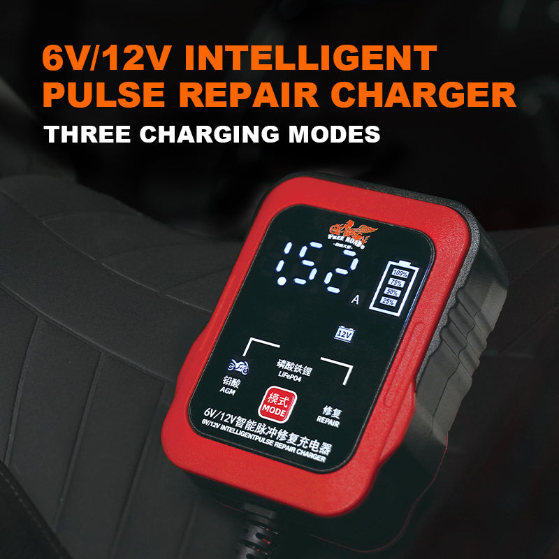 Free Road Universal Smart Pulse Repair Battery Charger 12V/6V Motorcycle Compatible Lithium Lead-Acid Multiple Charging Modes