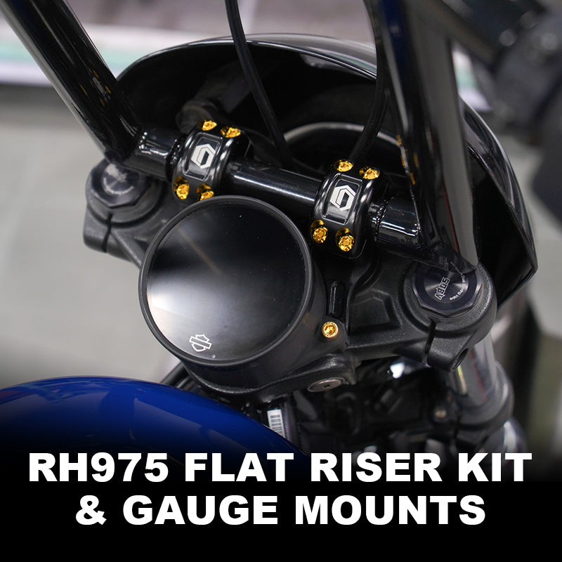 Chiefdom Black Aluminum Alloy Flat Riser Kit for Motorcycle 2022-UP Nightster Diameter 1" Handlebar Risers Gauge Mounts Fit RH975
