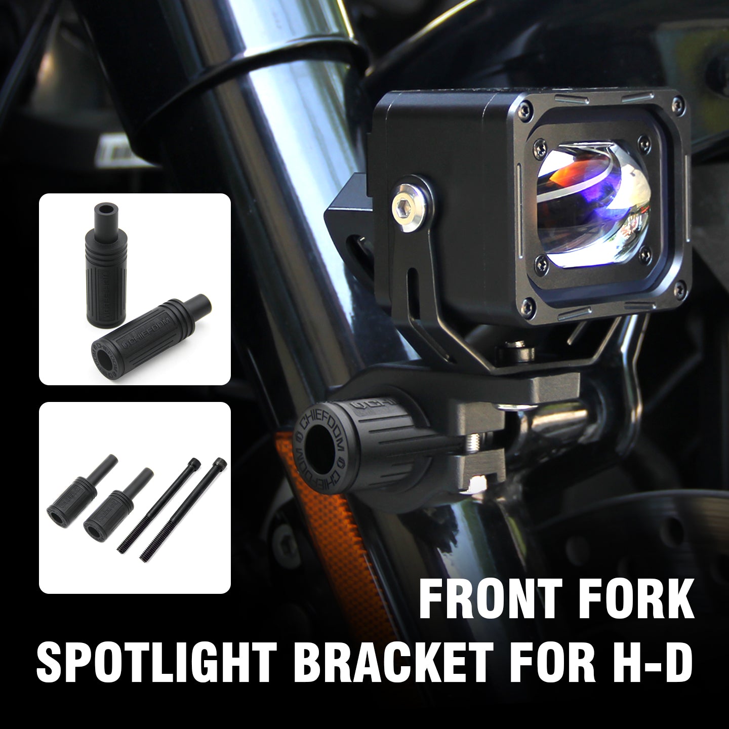 Chiefdom Front Fork Spotlight Mounting Bracket for H-D 121/117 Touring Softail XL Sportster Motorcycle Auxiliary Light Bracket