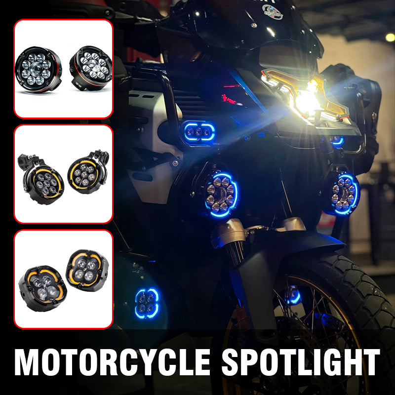 Super Bright Front Motorcycle LED Spotlight IPX8 Waterproof White/Yellow Dual Color High/Low Beam Strobe Off-Road R1250GS 7 Lens