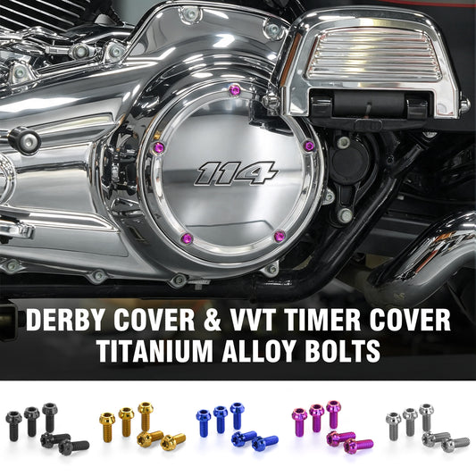 Chiefdom Derby Cover and VVT Timer Cover Titanium Alloy Bolts for H-D 121 Touring 117 Softail Motorcycle