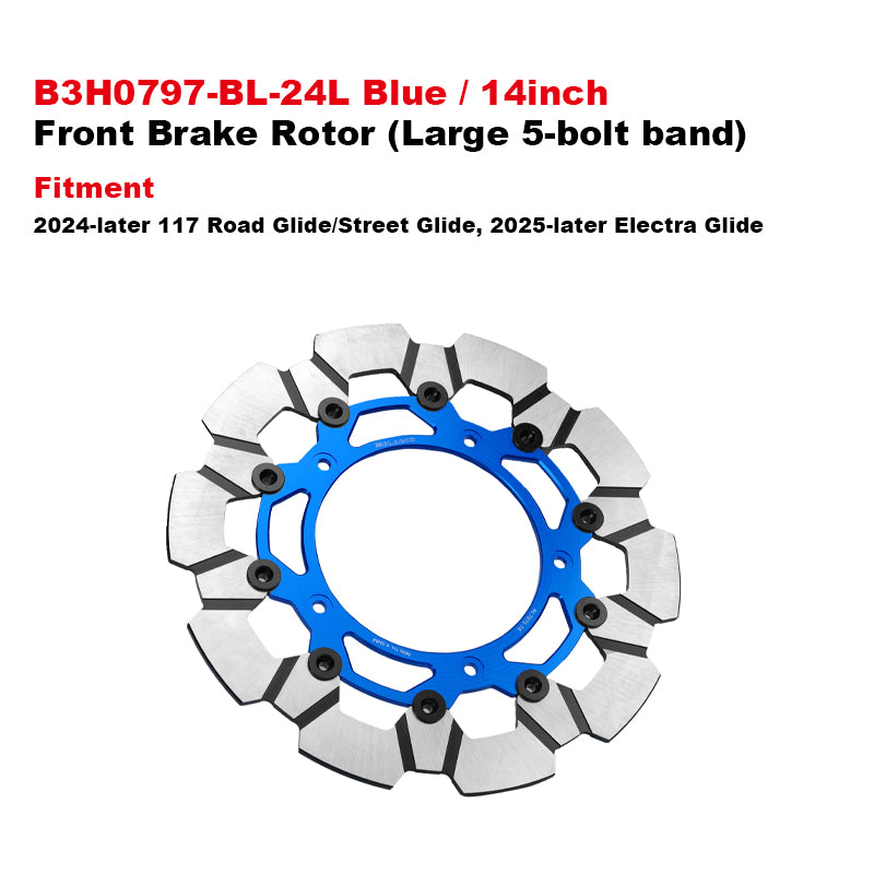 PB Style 5-Bolt Performance 13 Inch Front Brake Rotor for HD Touring and Softail Motorcycle Brake Systems