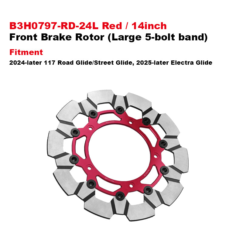 PB Style 5-Bolt Performance 13 Inch Front Brake Rotor for HD Touring and Softail Motorcycle Brake Systems