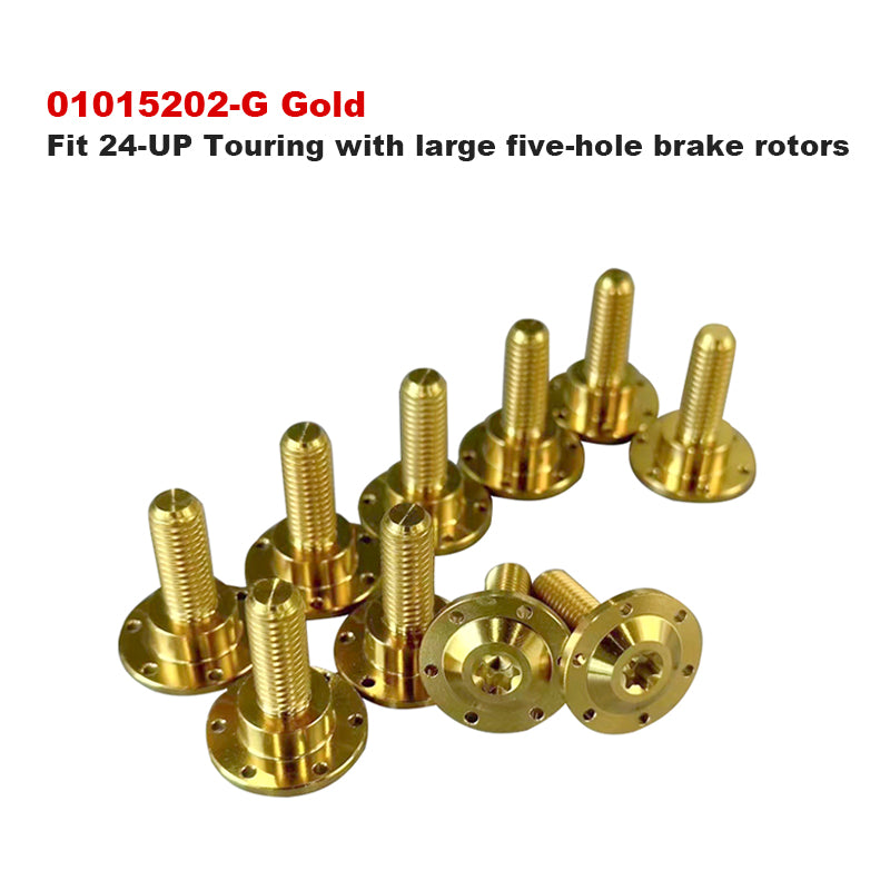 2014-2023 Touring Road Glide/Street Glide Large 5-Bolt Pattern Gold Titanium Alloy Brake Rotor Bolts Motorcycle Accessories