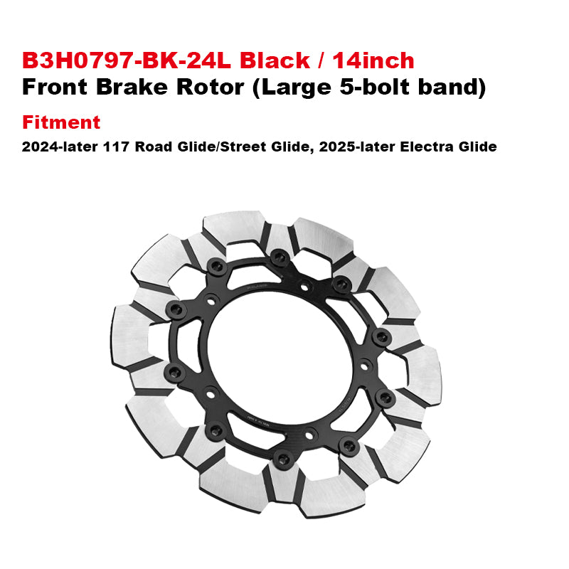 PB Style 5-Bolt Performance 13 Inch Front Brake Rotor for HD Touring and Softail Motorcycle Brake Systems