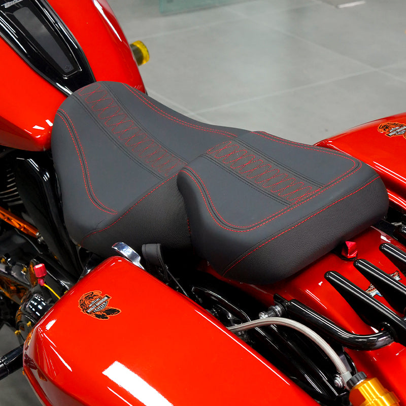 Two-up Leather Driver Passenger Seat Full Set for 2024-later -Davidson Road Glide Street Glide Touring Motorcycle Retrofit