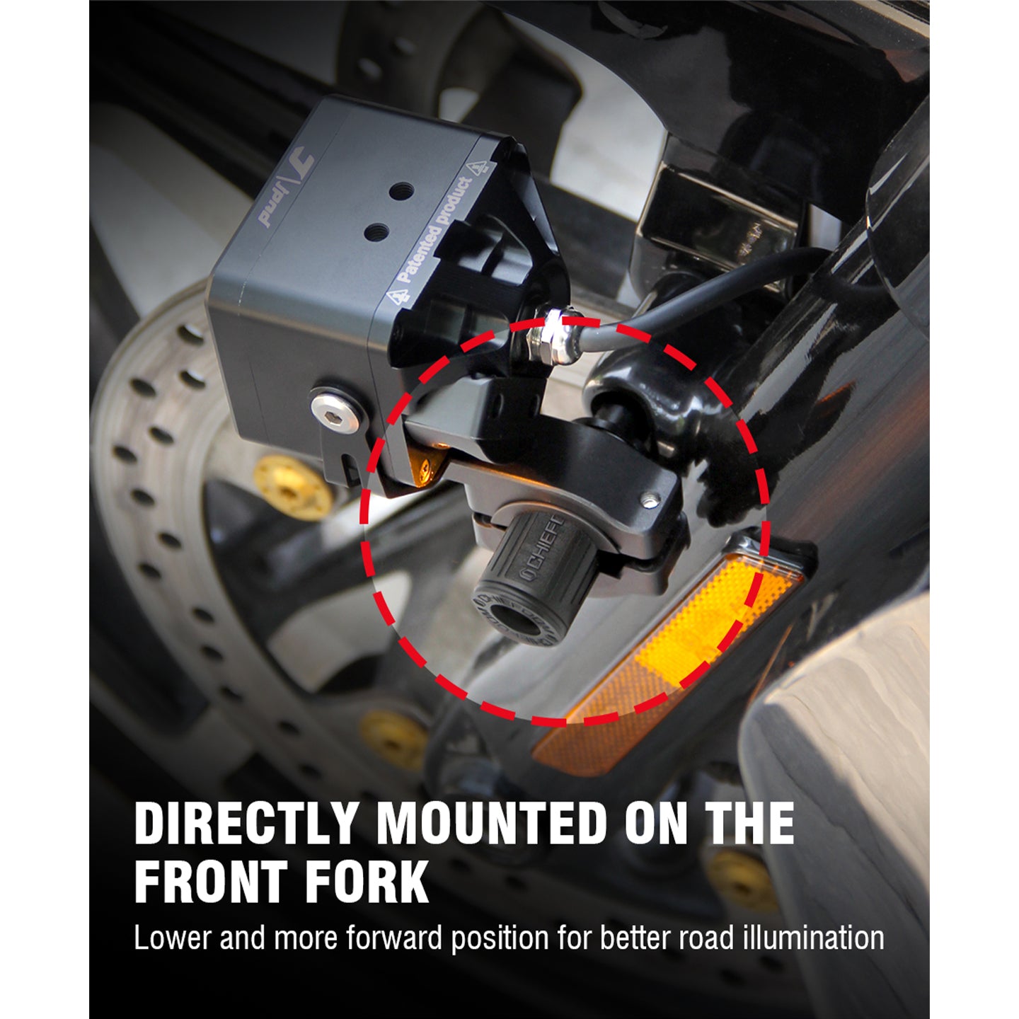 Chiefdom Front Fork Spotlight Mounting Bracket for H-D 121/117 Touring Softail XL Sportster Motorcycle Auxiliary Light Bracket