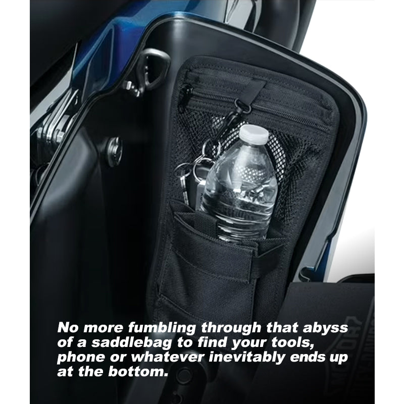 Chiefdom Saddlebag Internal Organizer for HD Touring Motorcycle Hard Side Box Black Tool Storage Bag Left Right