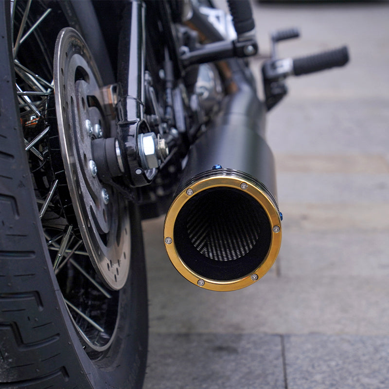 Chiefdom Brass Exhaust for 2025-later Sostail Motorcycle Low Rider S/ST Street Bob Heritage Classic Black Slip-On Mufflers
