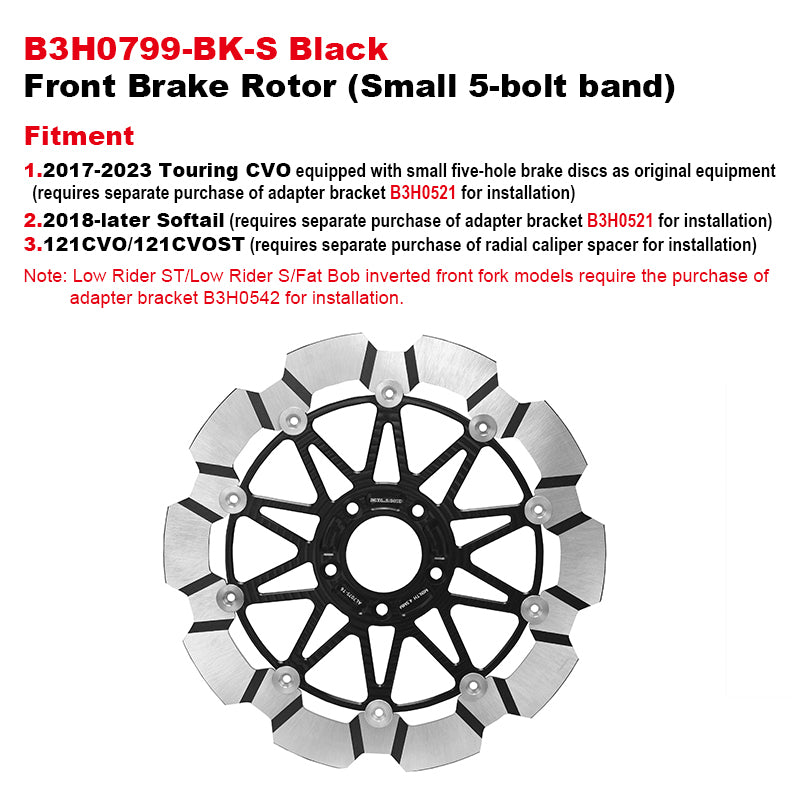PB Style 5-Bolt Performance 13 Inch Front Brake Rotor for HD Touring and Softail Motorcycle Brake Systems