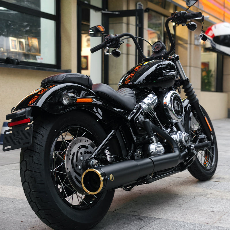 Chiefdom Brass Exhaust for 2025-later Sostail Motorcycle Low Rider S/ST Street Bob Heritage Classic Black Slip-On Mufflers