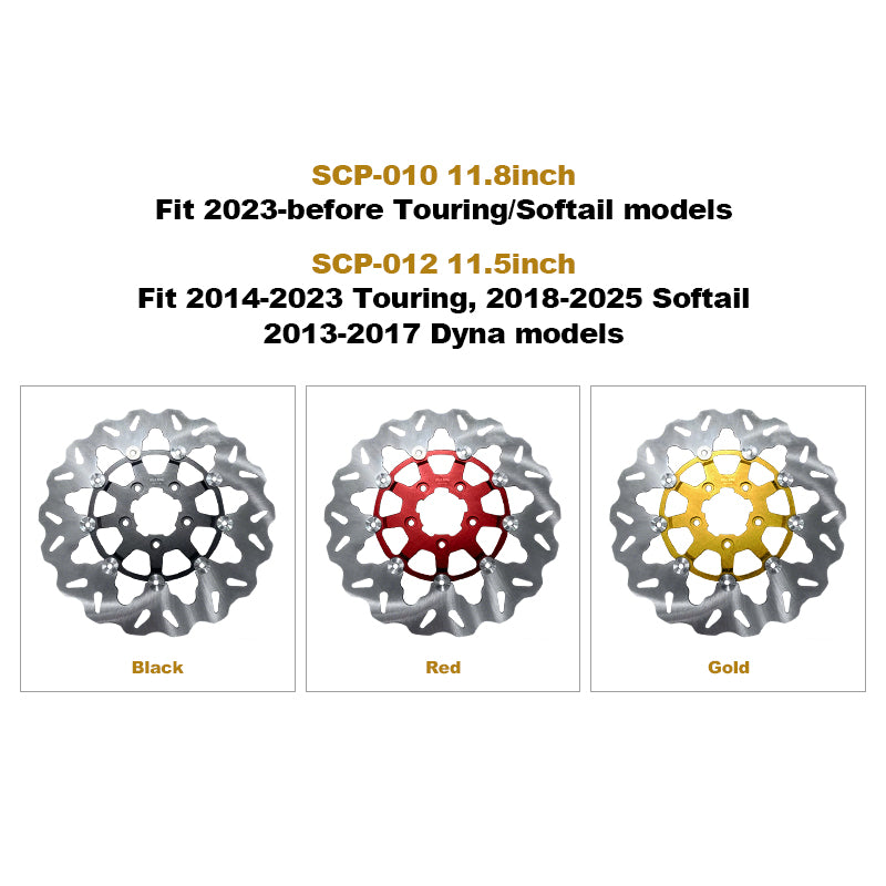 New High Performance 11.5" Front Rear Brake Rotor for Touring Softail Dyna 7075 Aluminum 5-Bolt 11.8" Disc Retrofit/Upgrade