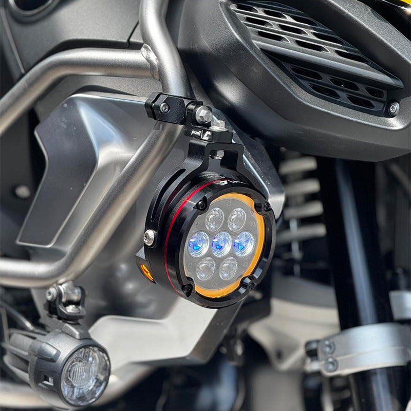 Super Bright Front Motorcycle LED Spotlight IPX8 Waterproof White/Yellow Dual Color High/Low Beam Strobe Off-Road R1250GS 7 Lens