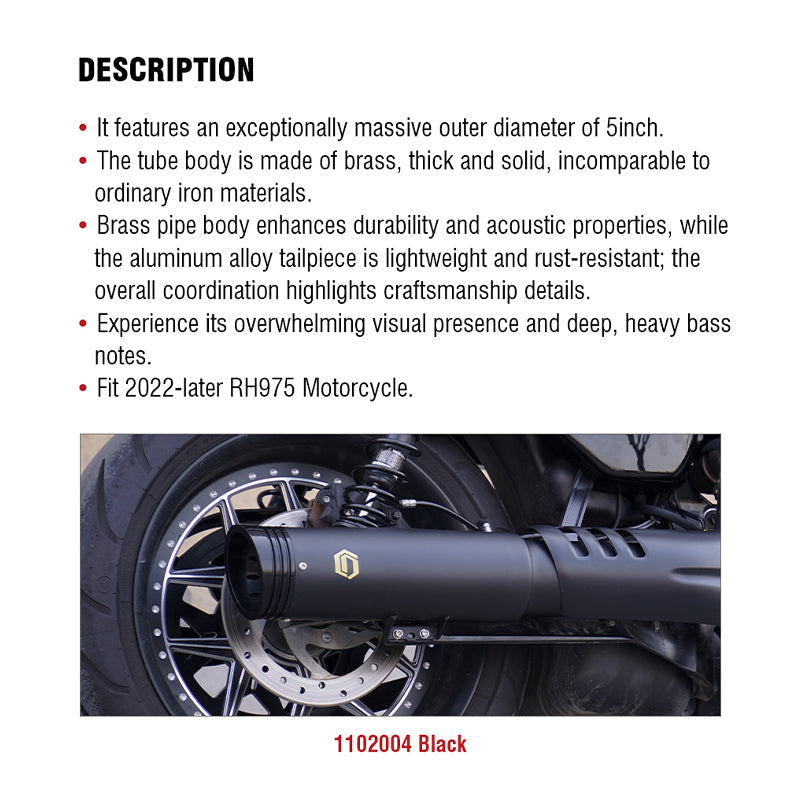 New Chiefdom Brass Exhaust for 2022-later RH975 Motorcycle Nightster 975 Black Slip-On Mufflers