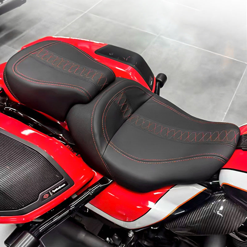 Two-up Leather Driver Passenger Seat Full Set for 2024-later -Davidson Road Glide Street Glide Touring Motorcycle Retrofit