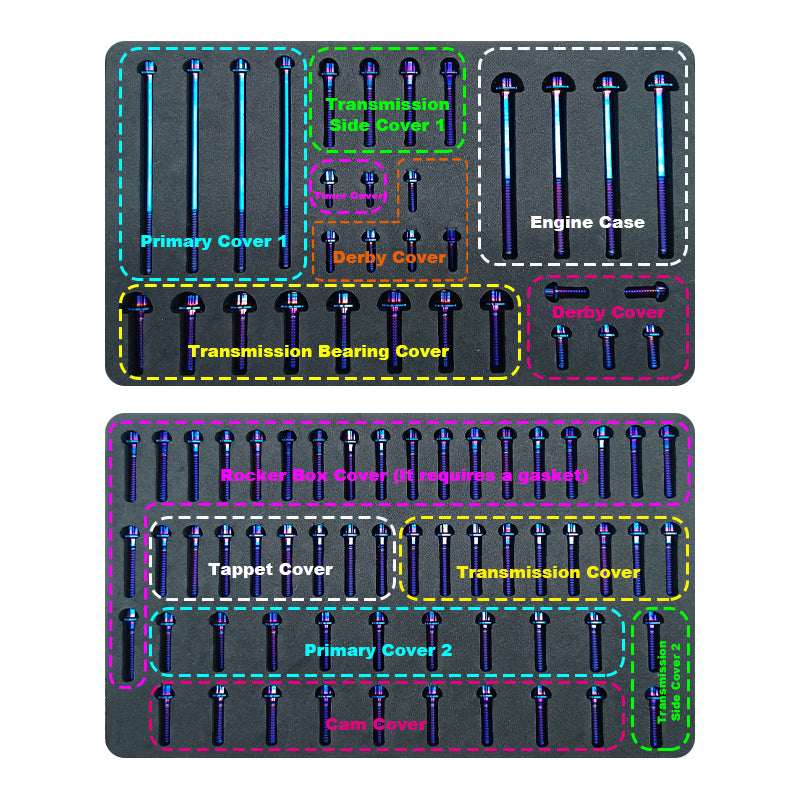 Motorcycle Titanium Alloy 102 Engine Bolts PB Style Screw Set for M8 Touring Softail 121 Road Glide CVO Accessory