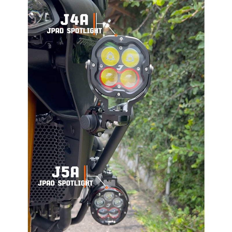 Super Bright Motorcycle LED Spotlight IPX8 Waterproof White/Yellow Dual Color with High/Low Beam & Strobe for Off-Road R1250GS
