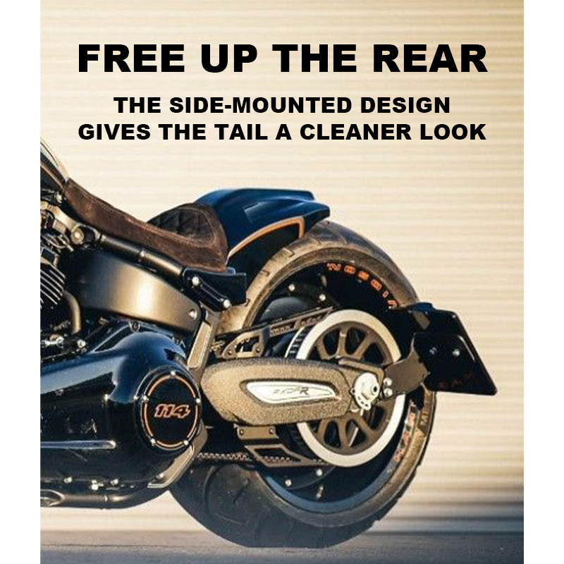 Chiefdom Aluminum Left Side Mount License Plate Bracket for 2018-UP Softail Fat Boy/Street Bob/Breakout  Retrofit/Upgrade