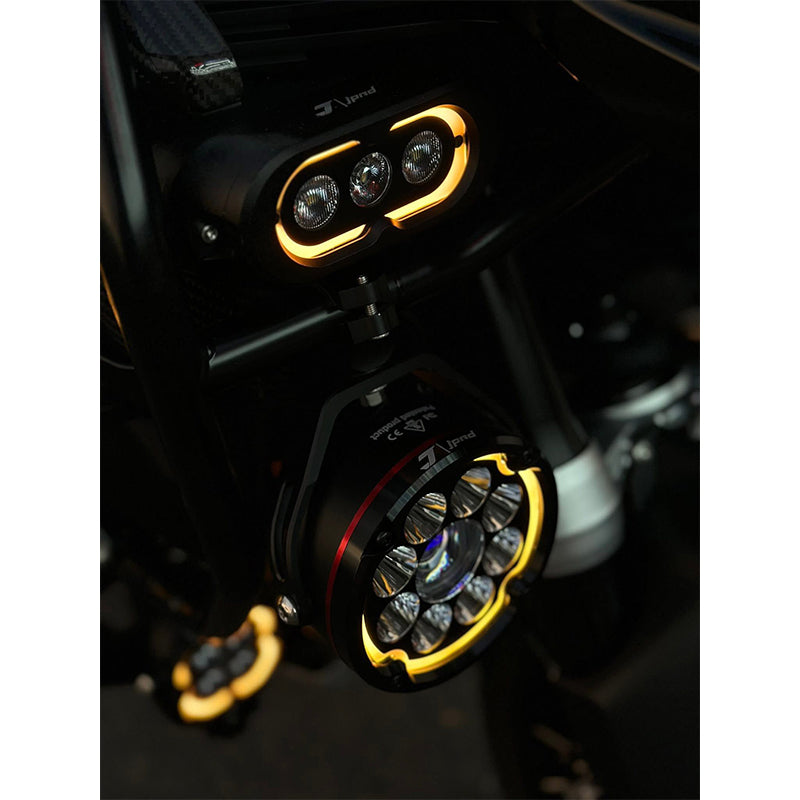 Super Bright Front Motorcycle LED Spotlight IPX8 Waterproof White/Yellow Dual Color High/Low Beam Strobe Off-Road R1250GS 7 Lens